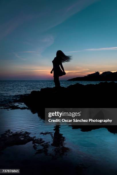 beach scenes - silueta stockfoto's en -beelden