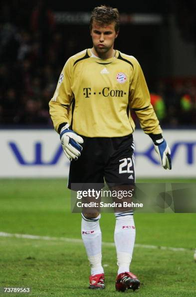 Michael Rensing Bayern Goalkeeper Michael Rensing of Bayern reacts during the UEFA Champions ...