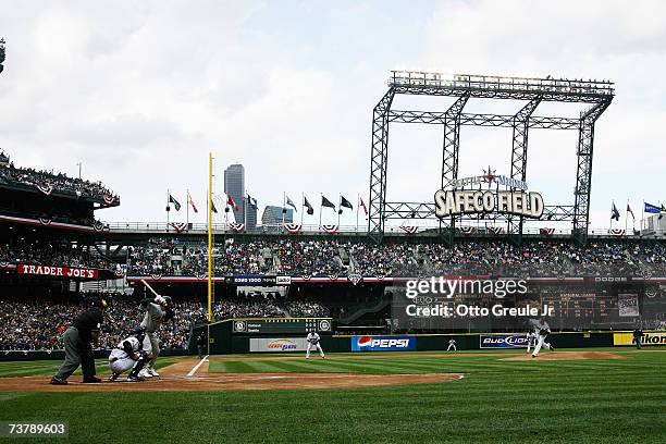 General view of Safeco Field during the opening day game between the Seattle Mariners and the Oakland Athletics on April 2, 2007 in Seattle,...