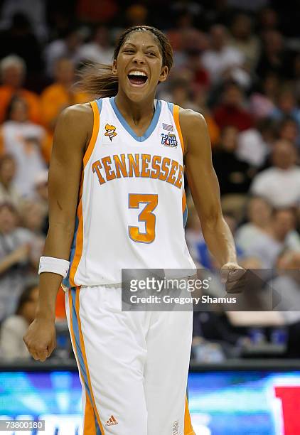 Candace Parker of the Tennessee Lady Volunteers celebrate their 59-46 win against the Rutgers Scarlet Knights to win the 2007 NCAA Women's Basketball...