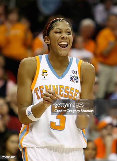 Candace Parker of the Tennessee Lady Volunteers celebrate their 59-46 win against the Rutgers Scarlet Knights to win the 2007 NCAA Women's Basketball...