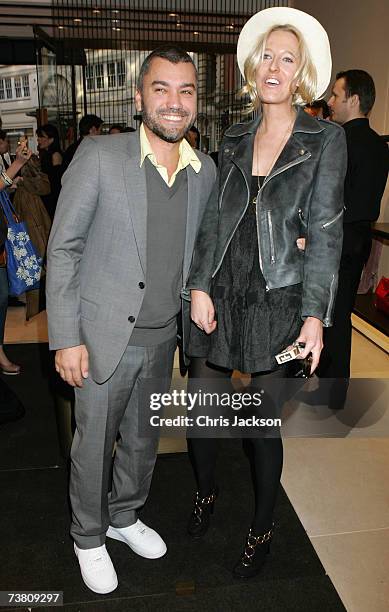 Sergio Rossi designer Edmundo Castillo and Sophia Hesketh at the Sergio Rossi store launch party on Sloane Street on April 4, 2007 in London, England.