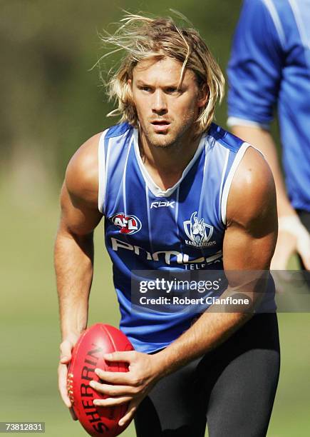 Jess Sinclair of the Kangaroos in action during a Kangaroos training session held at Arden Street April 5, 2007 in Melbourne, Australia.