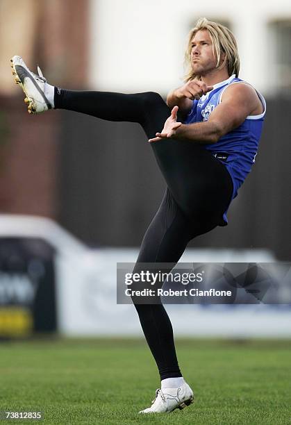 Jess Sinclair of the Kangaroos in action during a Kangaroos training session held at Arden Street April 5, 2007 in Melbourne, Australia.