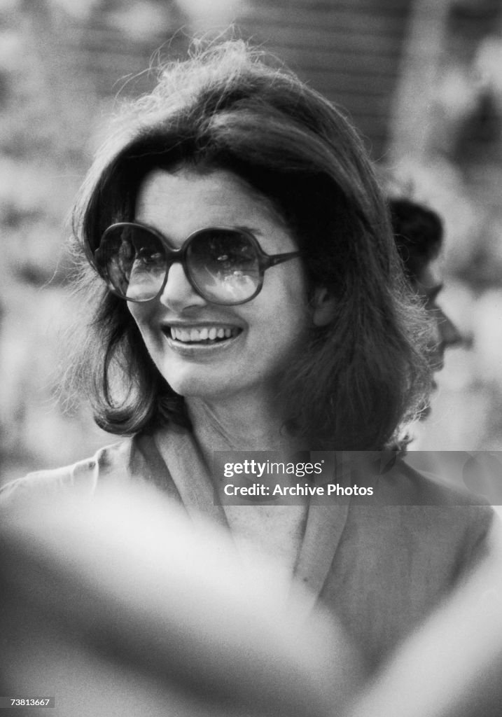 Jacqueline Kennedy Onassis attends the RFK tennis tournament in New ...
