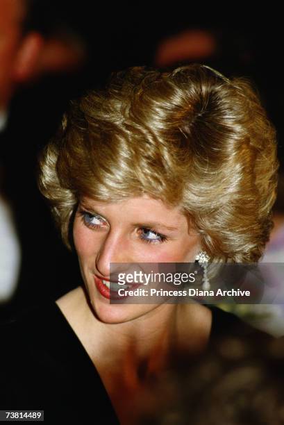 Princess Diana attending an event at the Barbican, London, October 1985.
