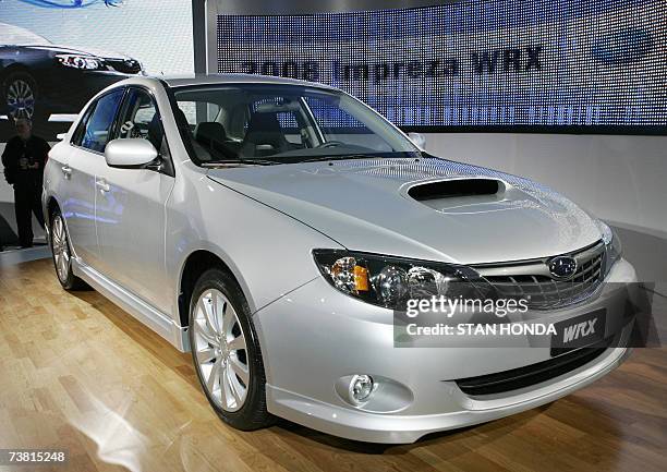New York, UNITED STATES: The world debut of the 2008 Subaru Impreza WRX, 05 April 2007, at the New York International Automobile Show during the...