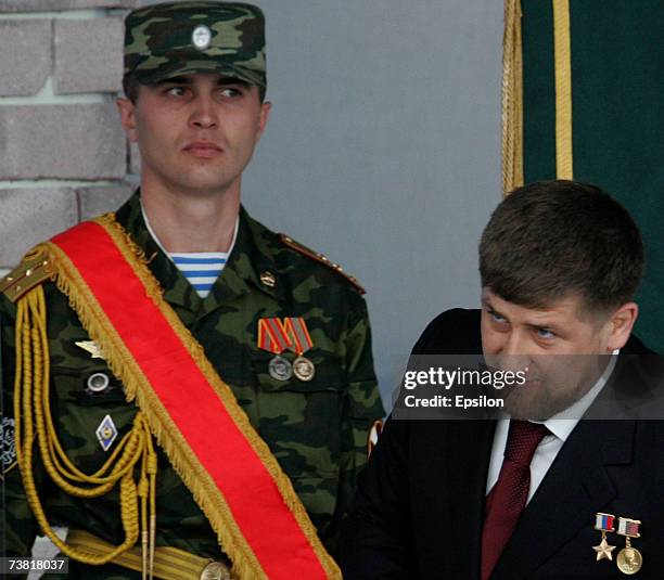 Chechen President Ramzan Kadyrov during his swearing ceremony celebrating his near-total control of the southern Russian province April 5, 2007...