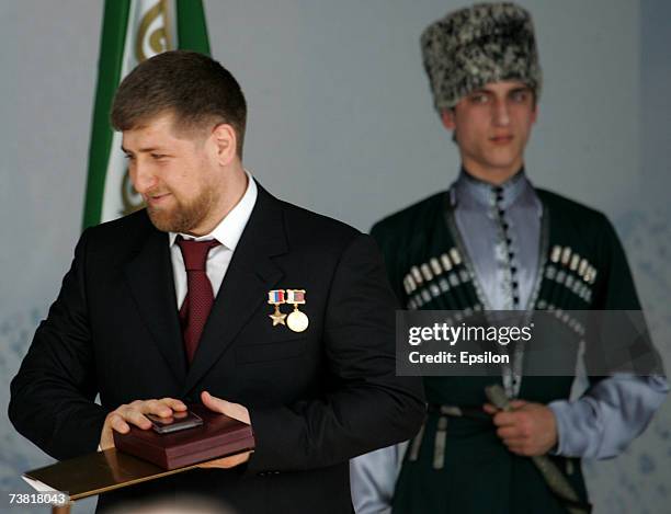 Chechen President Ramzan Kadyrov during his swearing ceremony celebrating his near-total control of the southern Russian province April 5, 2007...