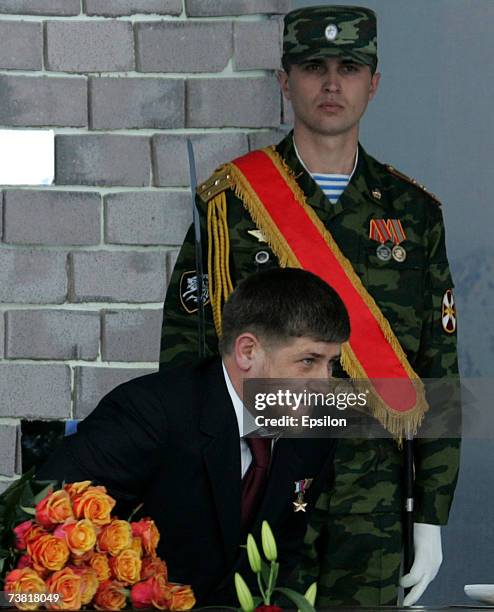 Chechen President Ramzan Kadyrov speaks during his swearing ceremony celebrating his near-total control of the southern Russian province April 5,...