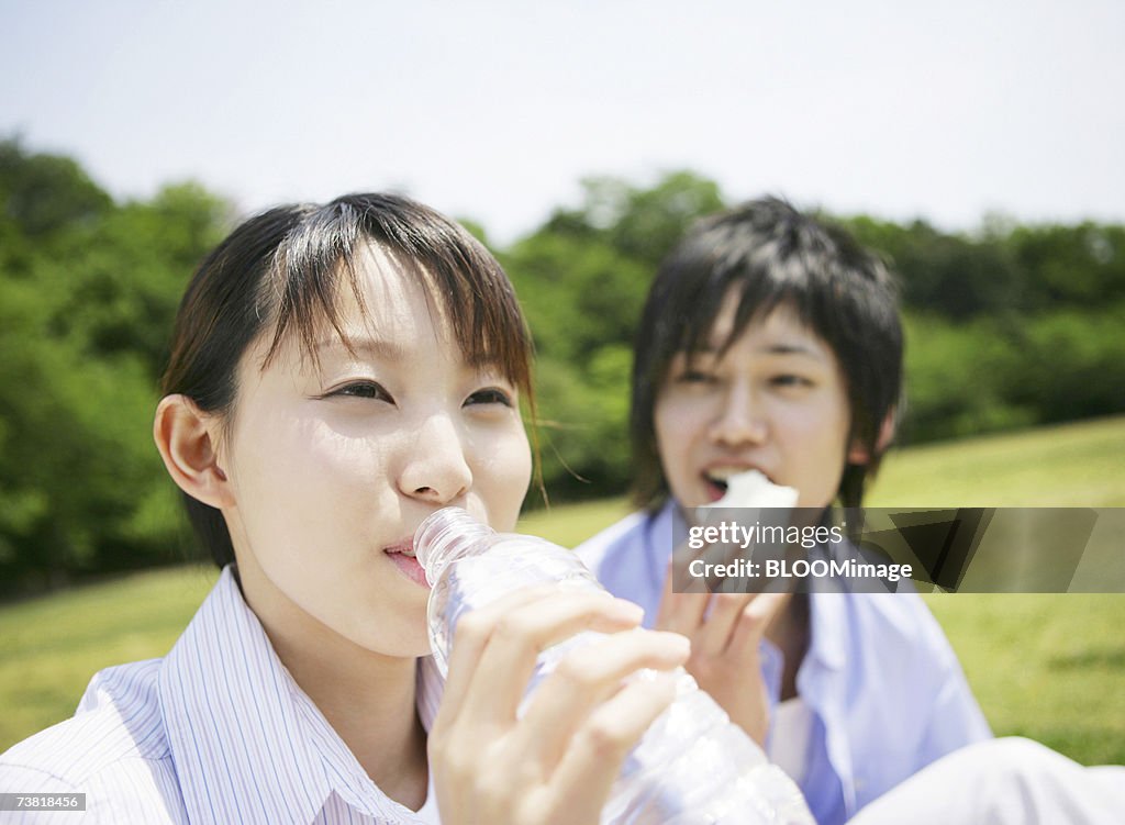 Japanese couple having a lunch