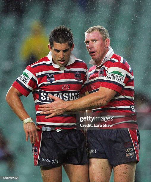 Braith Anasta and Chris Beattie of the Sydney Roosters after they lost to the Brisbane Broncos in the round four NRL match between the Sydney...