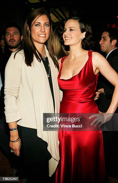 Agent Tracy Brenner and actress Carla Gugino attend the after party for the premiere of the HBO series "Entourage" Season on April 5, 2007 in...