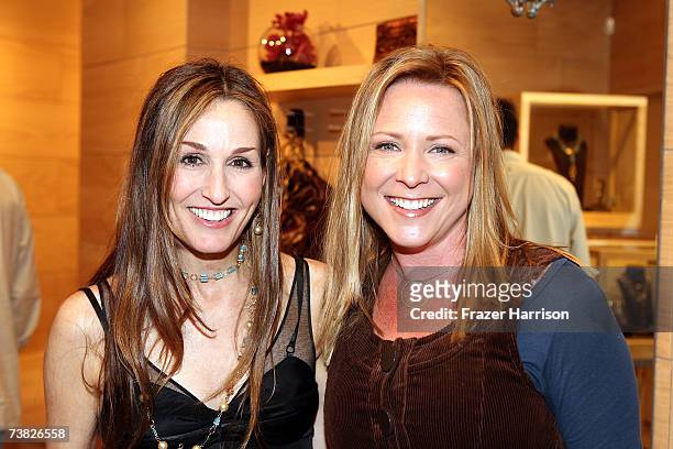 Jewelry and accessory designer Dominique Cohen poses with Actress Karri Turner at the opening of Dominique Cohen Flagship Jewelry Store on Robertson,...