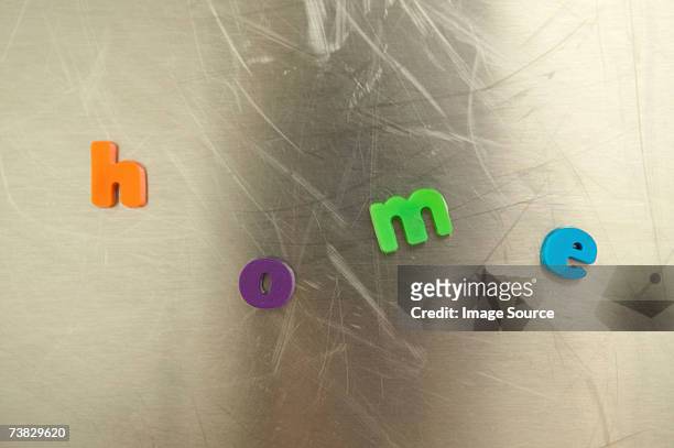 letter magnets on refrigerator - fridge magnet stock pictures, royalty-free photos & images