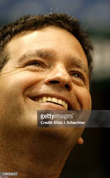 Stuart Sternberg, Principal Owner of the Tampa Bay Devil Rays, smiles before the start of the game against the Toronto Blue Jays on April 6, 2007 at...