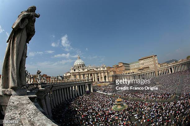 General view of St. Peter's Square is shown during Easter Sunday Mass celebrated by Pope Benedict XVI, April 8 in Vatican City.