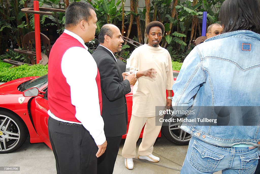 Eddie Griffin Arrives In A Ferrari To The Laker Game