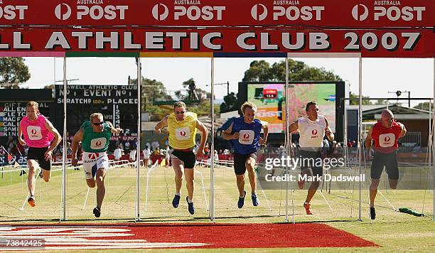 Nathan Allan wins the 2007 Stawell Gift held at Central Park in Stawell on April 9, 2007 in Melbourne, Australia.