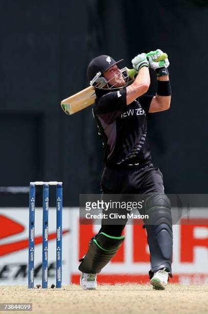 Brendon McCullum of New Zealand in action during the ICC Cricket World Cup Super Eights match between Ireland and New Zealand at the Guyana National...