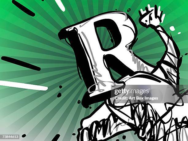 close-up of the letter r on a person's forehead - forehead stock illustrations