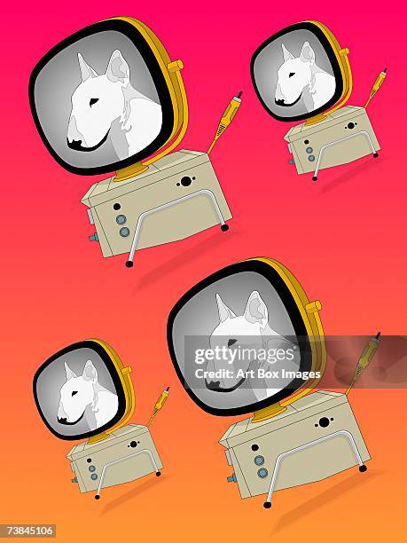 dogs on computer screens - network cable close up stock illustrations