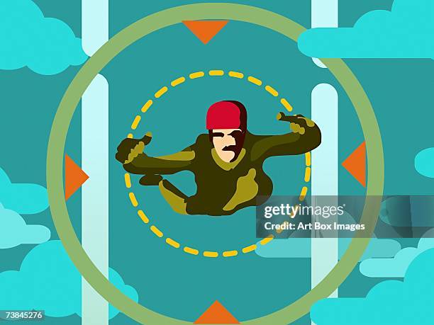skydiver in mid-air - sky dive stock illustrations