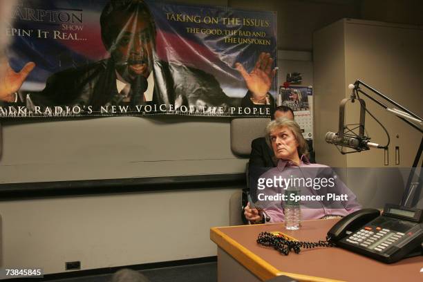 Radio show host Don Imus waits for the Rev. Al Sharpton's radio show to begin, where Imus talked about complaints that he made racially charged...