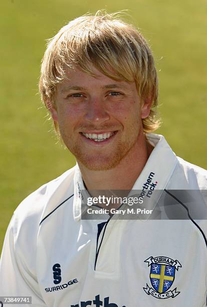 Portrait of Mark Davies of Durham County Cricket Club at the County Ground, Riverside, Chester le Street on April 4, 2007 in Durham, England .