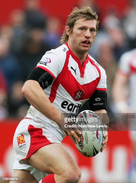 Sean Long of St.Helens in action during the engage Super League match between St.Helens and Salford City Reds at Knowsley Road on April 9, 2007 in...