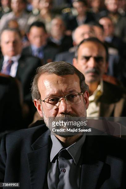 Iran?s top nuclear negotiator, Ali Larijani listens during a ceremony at the Natanz nuclear enrichment facility, on April 9 180 miles south of...