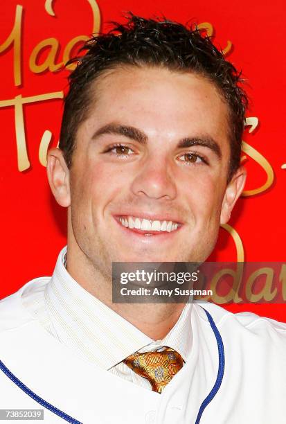 New York Mets third baseman David Wright attends the unveiling of his wax figure at Madame Tussauds April 10, 2007 in New York City.