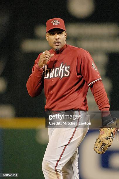 Tony Clark of the Arizona Diamondbacks looks on during a baseball game against the Washington Nationals on April 7, 2007 at RFK Stadium in...