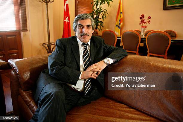 Mr. Saffet Arslan, the owner of IPEK furniture manufacture, seats in his office on April 10, 2006 in Turkey.