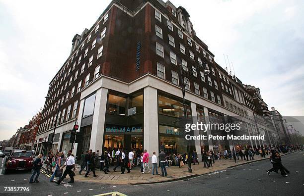 Shoppers visit the newly opened Primark clothing store on Oxford Street on April 11, 2007 in London, England. Police were called on the opening day...