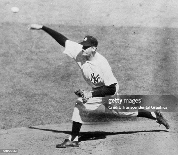 Don Larsen works in the fourth inning of his World Series perfect game on October 8, 1956.