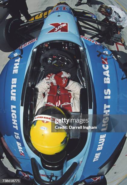 Christian Fittipaldi of Brazil sits aboard the Newman/Haas Racing Lola B01/00 Toyota RV8F during practice for the Championship Auto Racing Teams 2001...