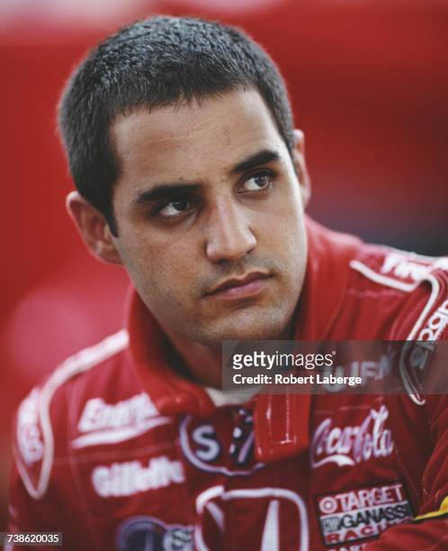 Portrait of Juan Pablo Montoya of Colombia, driver of the Target Ganassi Racing Reynard 99i Honda during practice for the Championship Auto Racing...