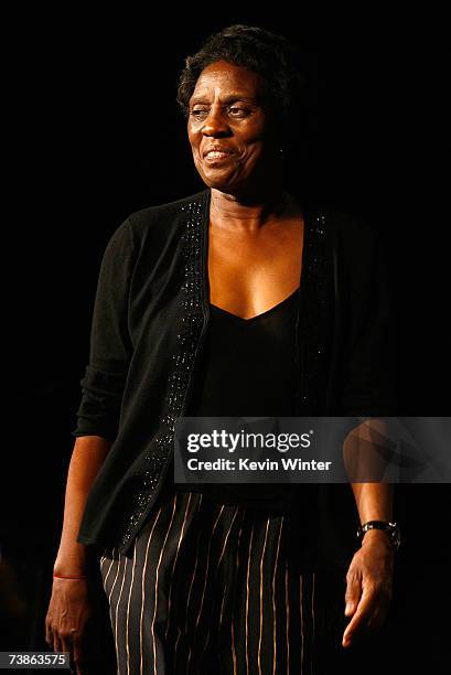 Olympic Legend Wyomia Tyus smiles onstage at The Billies presented by The Women's Sports Foundation at the Beverly Hilton Hotel on April 11, 2007 in...