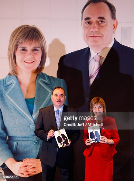 Alex Salmond Scottish National Party leader and Nicola Sturgeon, deputy leader launch their party's manifesto for the Holyrood election April 12,...