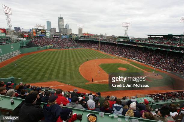 General view shows the Boston Red Sox home opener against the Seattle Mariners at Fenway Park on April 10, 2007 in Boston, Massachusetts.