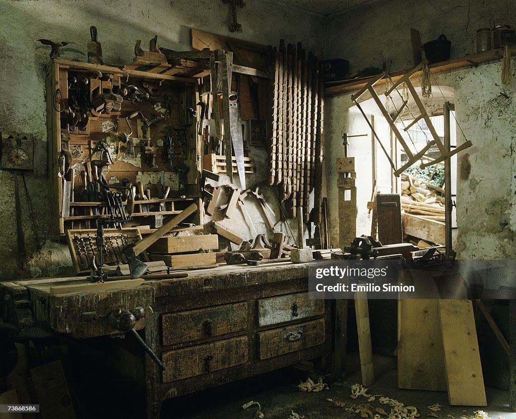 Antique carpenter workshop
