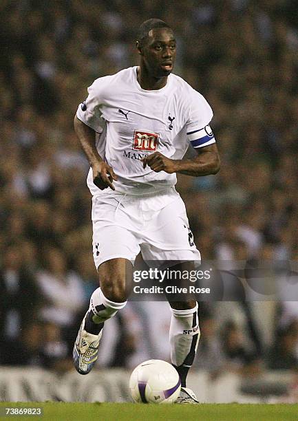 Ledley King of Tottenham Hotspur in action during the UEFA Cup quarter final second leg match between Tottenham Hotspur and Sevilla at White Hart...