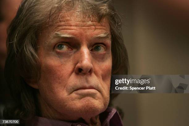 Talk show host Don Imus waits for the Rev. Al Sharpton while speaking on Sharpton?s radio show about racially charged comments recently made by Imus...