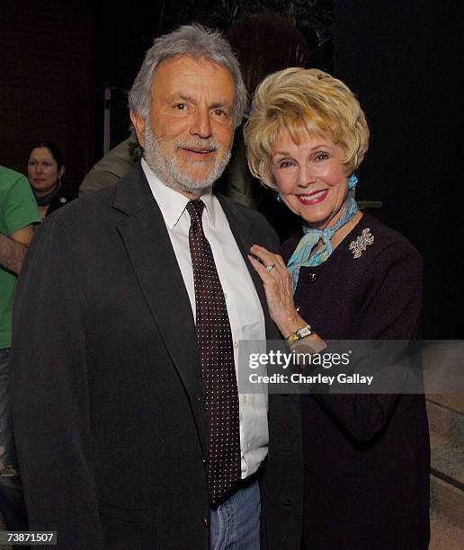 Academy President Sid Ganis and Karen Kramer attend a reception before documentary filmmaker Albert Maysles was the featured guest at the Academy of...