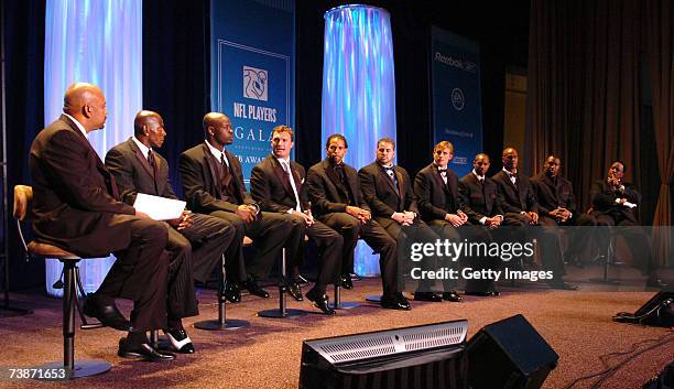 Michael Wilbon and James Brown lead a panel discussion with JB Award recipients at the 2007 NFL Players Gala featuring the JB Awards on April 12 in...