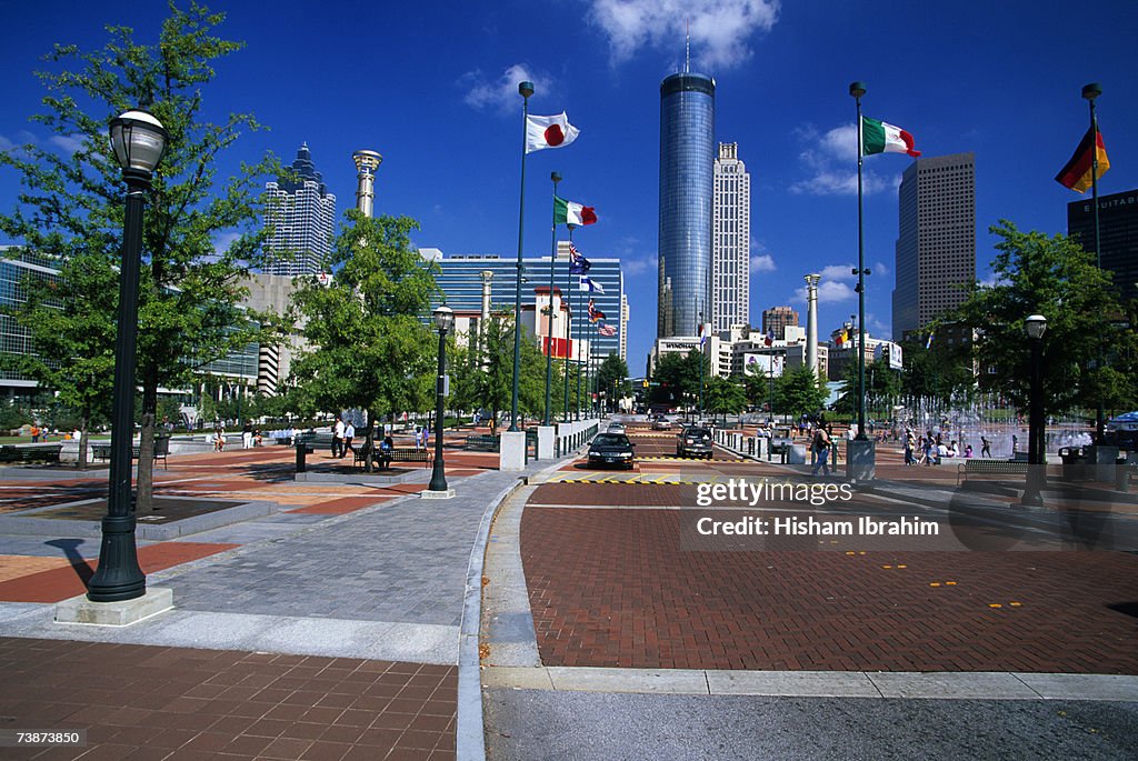 Centennial Olympic Park and skyline, Atlanta, Georgia, USA