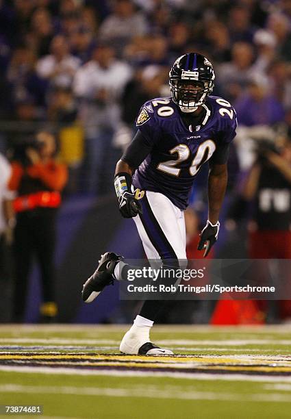 Safety Ed Reed of the Baltimore Ravens looks on against the Indianapolis Colts during the AFC Divisional playoff game on January 13, 2007 at M&T Bank...