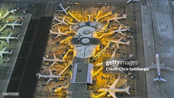 aerial view of airport, los angeles, california, united states - airport aerial stock pictures, royalty-free photos & images