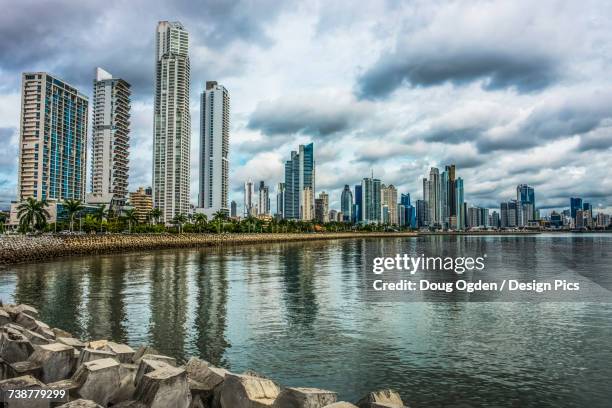 a portion of the panama city skyline at cinta costera area as seen from the coastal trail near the casco veijo - cainta city stock pictures, royalty-free photos & images